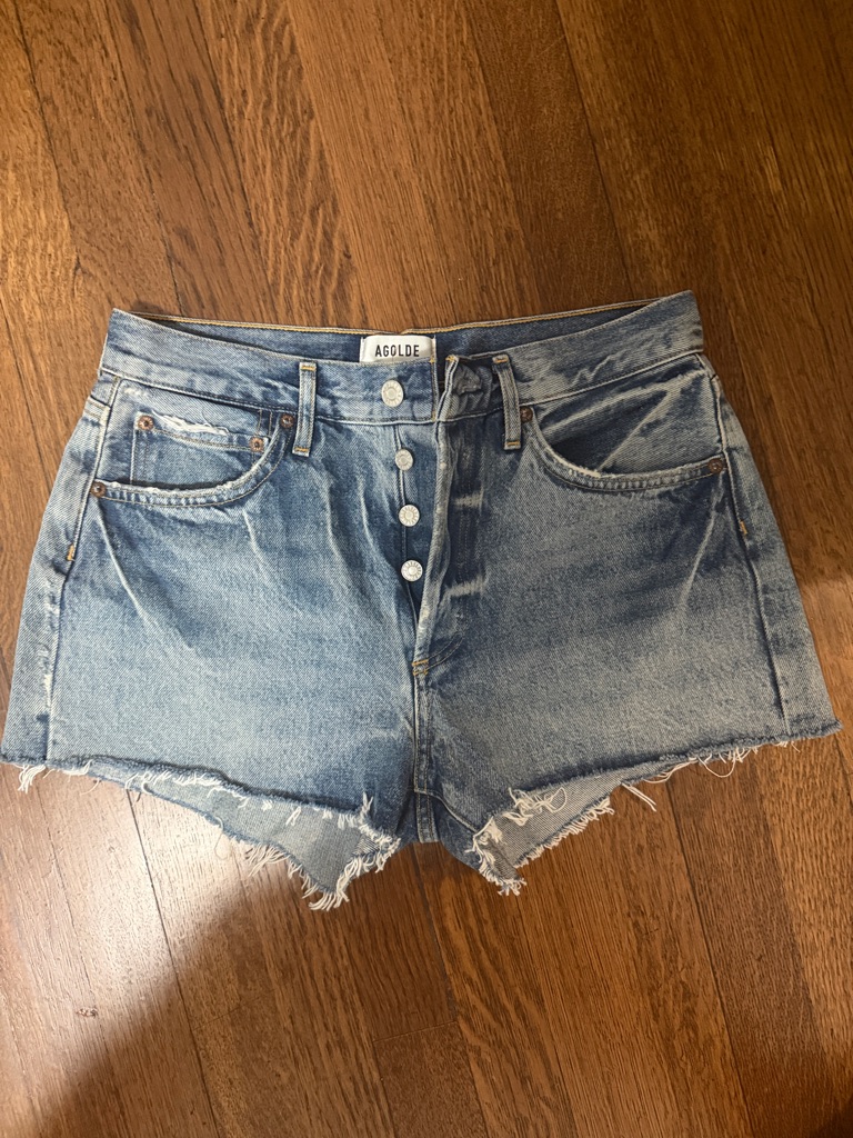 Agoldie Button-Front Cutoff Denim Shorts